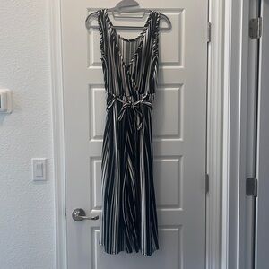 Black and white strip red jumpsuit 1 piece